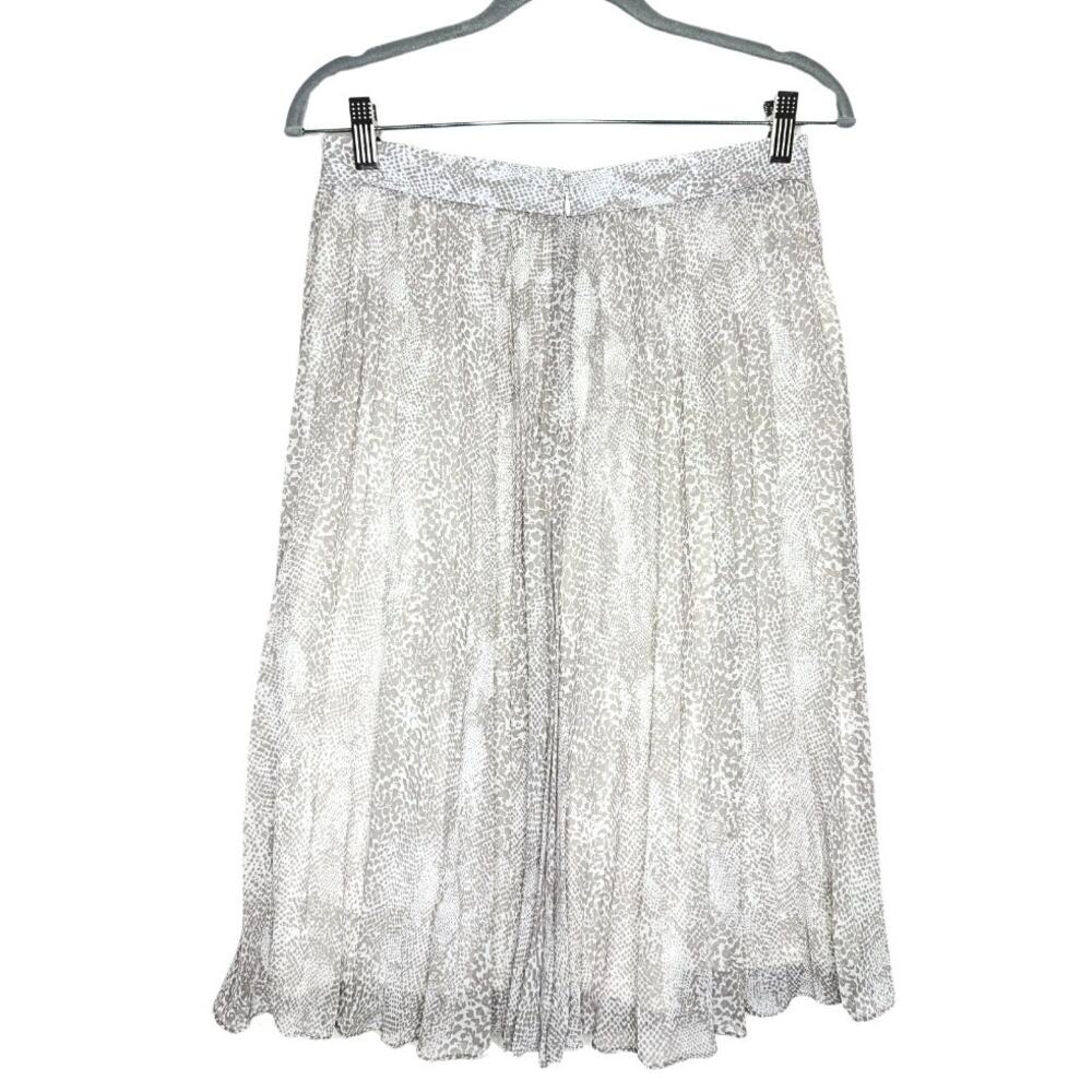 Ann Taylor Pleated Snakeskin Accordion Midi Skirt Size 6P White Gray Office - Picture 9 of 9